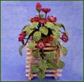 3960 Wooden Planter with Red Flower